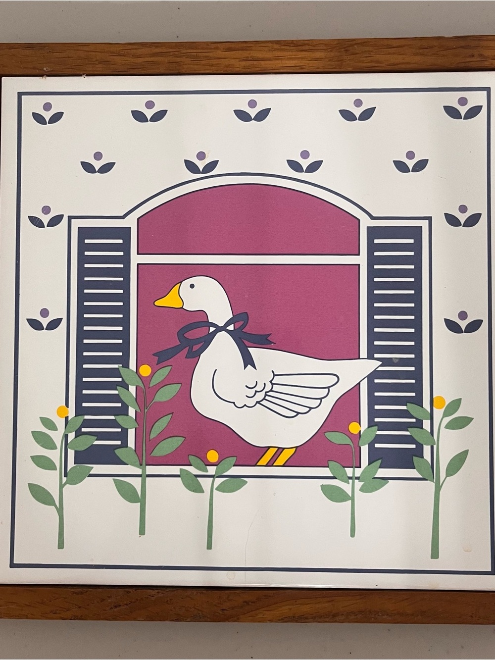 White Duck Wall Art Plaque with Pink Background
